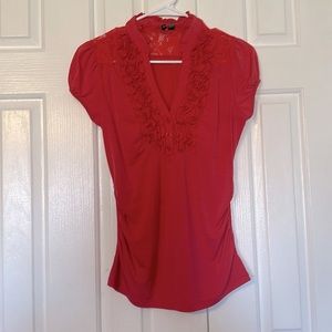 Large Business Casual Coral V Neck